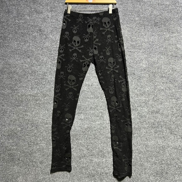 Tripp nyc Pants - Tripp NYC Leggings Women Small Black Skull Crossbones Fishnet Mesh Goth Punk Alt